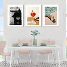 1 件墙面艺术海报现代鸡尾酒帆布画杜松子酒内格里尼亚苦艾酒墙画北欧海报厨房酒吧装饰墙画帆布艺术，可选框架 - 彩色 - 查看 7