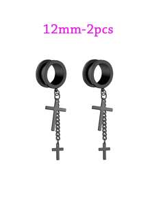 1 对耳道和耳塞不锈钢耳环尺寸适合女士男士耳垂式哈巴狗