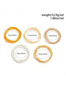 5pcs/Set Retro Boho Style Colorful Beaded Multi-Layer Belly Chain, Women Fashion Beach Holiday Sexy Body Jewelry Gift (Beads Color Order Randomly)