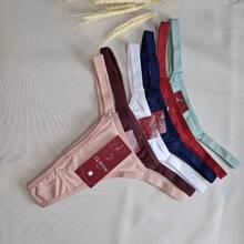 Kit 5 Double G-String Panties Thong Bikini Microfiber Beachwear Lingerie Intimate Fashion - 彩色 - 查看 7