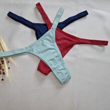Kit 5 Double G-String Panties Thong Bikini Microfiber Beachwear Lingerie Intimate Fashion - 彩色 - 查看 8