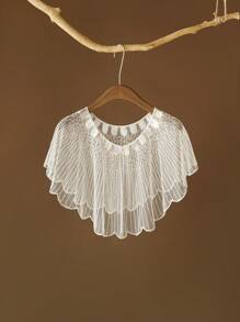 复古荷叶边披肩 - 精致的亮片珠绣装饰，经典披肩，盖茨比派对网眼罩裙配饰，优雅的晚装，非常适合正式活动和主题派对