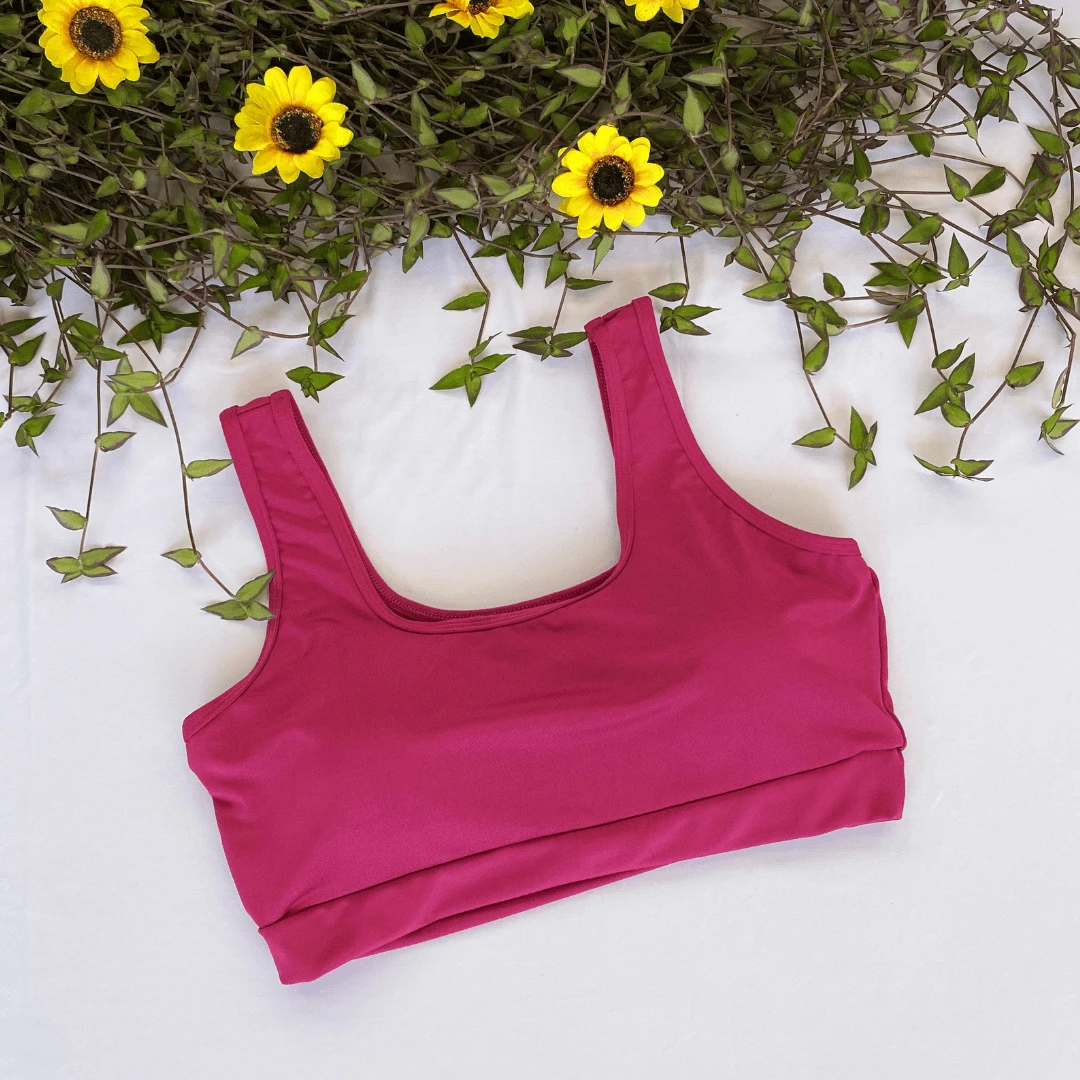 Basic Fitness Tank Top With Removable Pads Gym Walking Suplex Women's Workout - Hot Pink - View 1