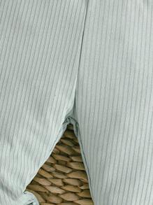 2pcs/Set Baby Girls Casual Simple Solid Color & Floral Print Leggings, Lightweight For Spring/Autumn - Green - View 5