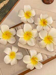 4pcs Flower Shaped Hair Clips, Women White Yellow Flower Decor Alligator Hair Clip, Boho Hair Claw, For Everyday Wear, Beach Vacation, Party Wear Accessories Hair Accessories For Women Hair Claws Hair Barrettes