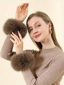 Muñequera corta de piel artificial de invierno, muñequera cálida de felpa adecuada para damas y niñas enamoradas