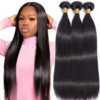 Christmas Gifts 1&3 Bundles 14"16"18"22"26" Inch Black Yaki Straight Bundles Extensions, Yaki Bundles Natural Black Yaki Straight Synthetic Hair Extensions For Women DIY Hairstyle