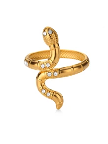 1 st. Gouden Kleur Roestvrijstalen Slangenringen Voor Vrouwen Mannen Open Verstelbare Ring Vintage Gotische Punk Feest Esthetische Sieraden