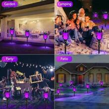 6/11/12/18/23/24 Pack Solar Flame Lamp,Each 12 LEDs Torch Lights Outdoor Flickering Flame, Garden Lights Solar Powered Waterproof, Outdoor Solar Lights For Yard, Solar Tiki Torches For Outside Patio Decorations(Purple) - 18 Pack - View 6