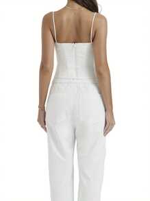Women's Y2k Spaghetti Strap Crop Cami Tops Sleeveless Square Neck Camisole Sexy Backless Vest Tank Tops Summer Going Out Tops Clubwear Streetwear - 白色 - 查看 7