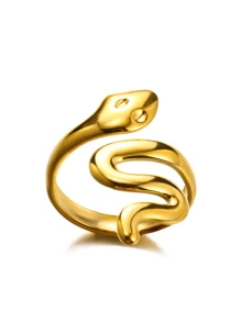 1 st. Gouden Kleur Roestvrijstalen Slangenringen Voor Vrouwen Mannen Open Verstelbare Ring Vintage Gotische Punk Feest Esthetische Sieraden