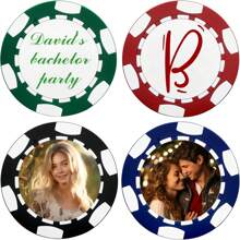 1 pezzo/5 pezzi/10 pezzi Fiches da poker personalizzate in cinque colori, stampate con il tuo testo e foto personalizzati su entrambi i lati, utilizzabili su entrambi i lati, accessori per feste e giochi di carte, set per drink o gettoni bar, addio al celibato, San Valentino, decorazioni per San Valentino, regali per compleanni, lauree, vita lenta estiva