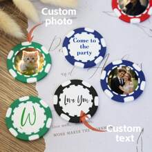 1 pezzo/5 pezzi/10 pezzi Fiches da poker personalizzate in cinque colori, stampate con il tuo testo e foto personalizzati su entrambi i lati, utilizzabili su entrambi i lati, accessori per feste e giochi di carte, set per drink o gettoni bar, addio al celibato, San Valentino, decorazioni per San Valentino, regali per compleanni, lauree, vita lenta estiva