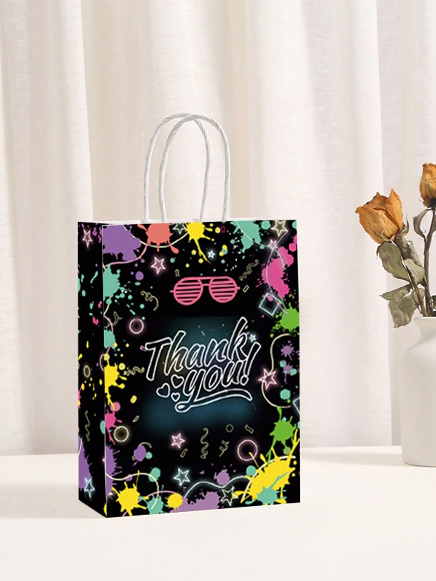 10 pièces Sacs cadeaux fluorescents, sacs de fête lumineuse, sacs cadeaux de célébration, sacs fourre-tout pour la Saint-Valentin - Transparent - Voir 1