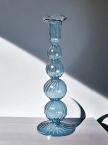 1pc Geometric Shaped Candle Holder, Transparent Glass Creative Candle Holder, Home Decor, Rama Rama Back To School Room Decor, Study Supplies Vase, Glass Vase - Clear - View 7