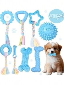 Set de 4 juguetes para masticar de diferentes formas para perros, adecuados para cachorros, lindos juguetes rosas para perros pequeños, juguetes para la dentición de cachorros, suaves y duraderos juguetes interactivos para masticar, para razas pequeñas