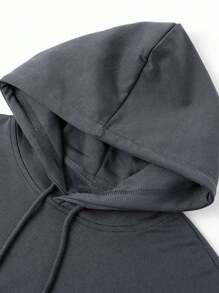 Sudadera con capucha para hombre con estampado de letras de otoño - Gris Oscuro - Ver 4