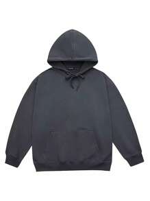 Sudadera con capucha para hombre con estampado de letras de otoño - Gris Oscuro - Ver 2