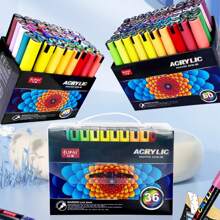 60 Colors Acrylic Marker Pens Set, Dual Tip Broad/Fine Point, Water-Based Paint, For Art, Painting, Ceramic, Graffiti