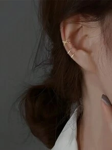 2pcs/Set Simple & Double Layer Clip-On Earrings, Couple Earring Accessories, Unisex Christmas, New Year, Valentine's Day Holiday Gift