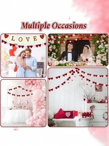 1 套心形花环横幅，适用于情人节装饰，红色粉色心形毡横幅花环，适用于壁炉、周年纪念、婚礼、订婚派对家居装饰 - 彩色 - 查看 6