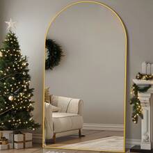 LadyNow Full Length Mirror, Multiple Sizes Arched Floor Mirror Freestanding, Oversized Floor Standing Mirror Full Body Mirror, Gift With Stand For Bedroom, Hanging Mounted Mirror For Living Room Cloakroom - 金色 - 查看 2