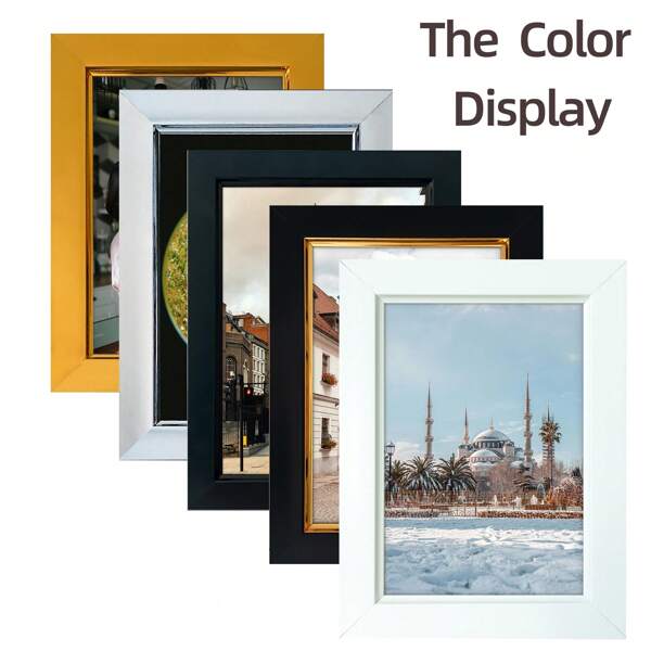 1pc Simple Elegant Photo Frame, Available In White/Gold/Silver/Black Gold/Black Color, Suitable For 5"/6"/7"/8"/10" Photos, Ideal For Home Living Room, Dining Room, Hallway, Bedroom, Study, Display Windows (Photo Paper Randomly Included)