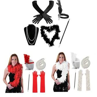 Accessori per costume da donna stile flapper degli anni '20, per festa a tema Gatsby, con fascia per capelli, collana, portasigarette, per cosplay e feste a tema vintage anni '20