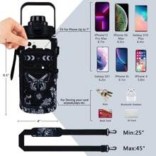 Xidingyue Goth Moon Half Gallon Water Bottle With Sleeve - Flip Top Water Bottle 64 OZ - With Time Marker Leakproof Water Jug - Motivational Water Bottle For Halloween Spooky Gifts For Women