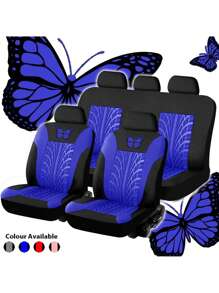 9PCS Car Seat Cover Full Set, 5-Seat Universal Butterfly Pattern Embroidery Auto Car Seat Covers,Made Of Polyester Fabric, Car Seat Cover Full Sets, ,Universal Cloth Front Seat Covers For Car, For SUV, Sedan, Van, Automotive Interior Covers, Airbag Compatible, 9PCS Included : 2 Front Seat Covers, 1 Backrest Cover, 1 Back Seat Cover And 5 Headrest Covers.4PCS Included : 2 Front Seat Covers And 2 Headrest - ZYT [Phong cách 5] - Xem 20