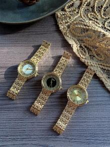 女士手表 金表 女士休闲商务石英表 镶水钻 女士腕表 节日 - 均碼 - 查看 6