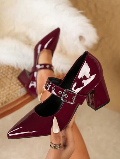 2026 New Plus Size Heels, Elegant Women's High Heels, Comfortable Work Shoes, Black And Burgundy Pumps