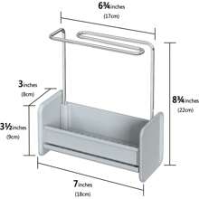 Soporte para esponjas con bandeja de goteo, compartimento para el fregadero de la cocina, cepillo para esponjas, jabonera, soporte para paños de cocina