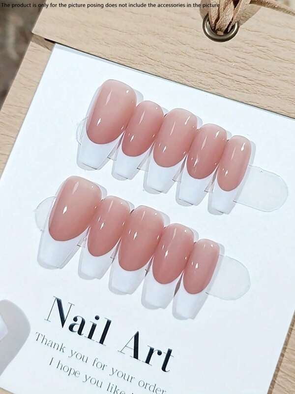 10pcs Handmade Nail Art, Ballet French Simple High-Grade Sparkling Rhinestone Design Nail Art, White Texture Press Type Fake Nails, High-End Cool Nail Art, Unique Elegant High-End Nail Art, Luxury Minimalist Design Nail Art, Spring, Summer, Autumn, Winter Four Seasons Full Coverage Fake Nail With Jelly Glue And Nail File. Add To Your Festive Atmosphere. Nail Art For Daily Use, Suitable For Women And Girls, Detachable And Reusable.