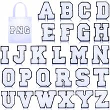 7CM, 1 buc, 26 buc, patch albastru, patch negru, patch roz, patch alb și negru, 26 litere albastre englezești A-Z, patch la modă cu litere mai strălucitoare, cusut DIY pentru a exprima dragostea, decorațiuni unice pentru îmbrăcăminte, pantaloni, pălării, blugi, portofel etc. - alb negru - Vizualizare 16
