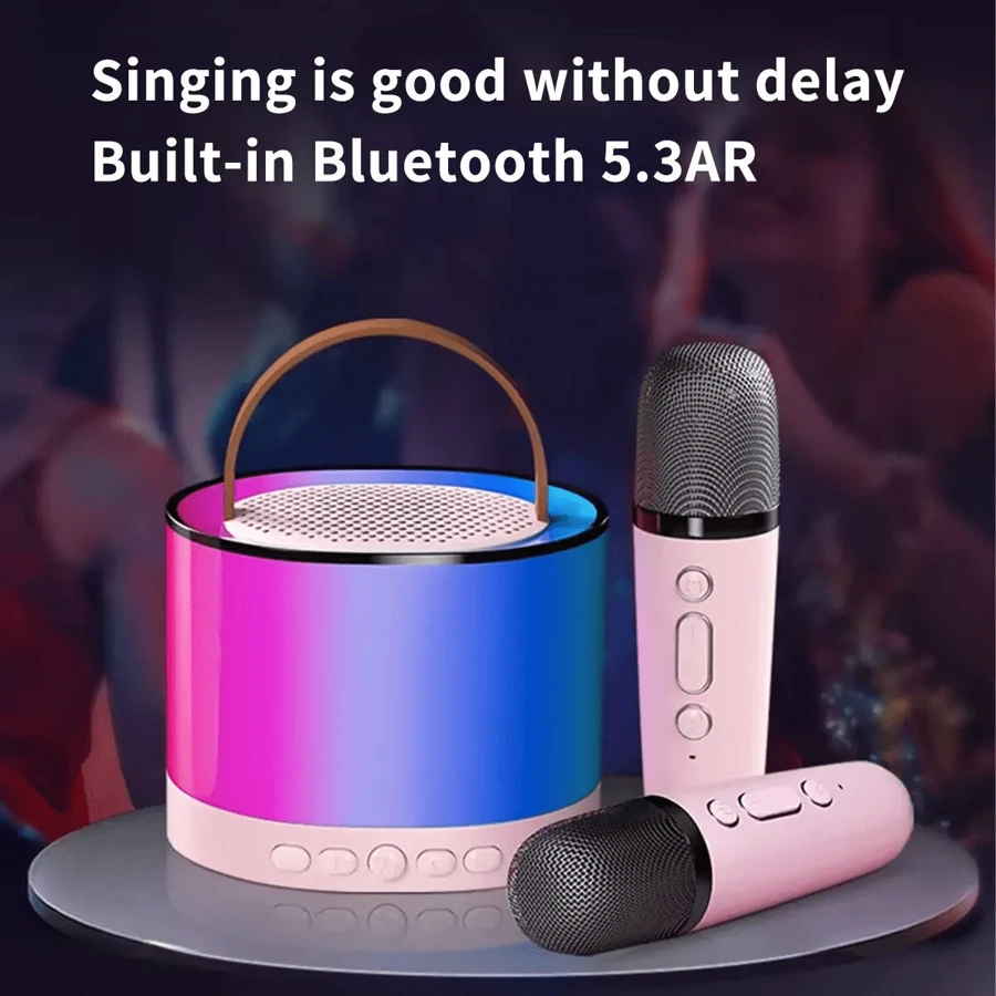 NetHong Mini Karaoke Machine Portable Karaoke Speaker With 2 Wireless Microphones LED UK - Multicolor - View 1