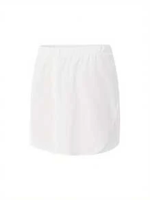 Women's Adjustable Layering Fake Tops Button Down Half-Length Slips Lower Sweep Shirt Splitting Hem Undershirt - 白色 - 查看 6