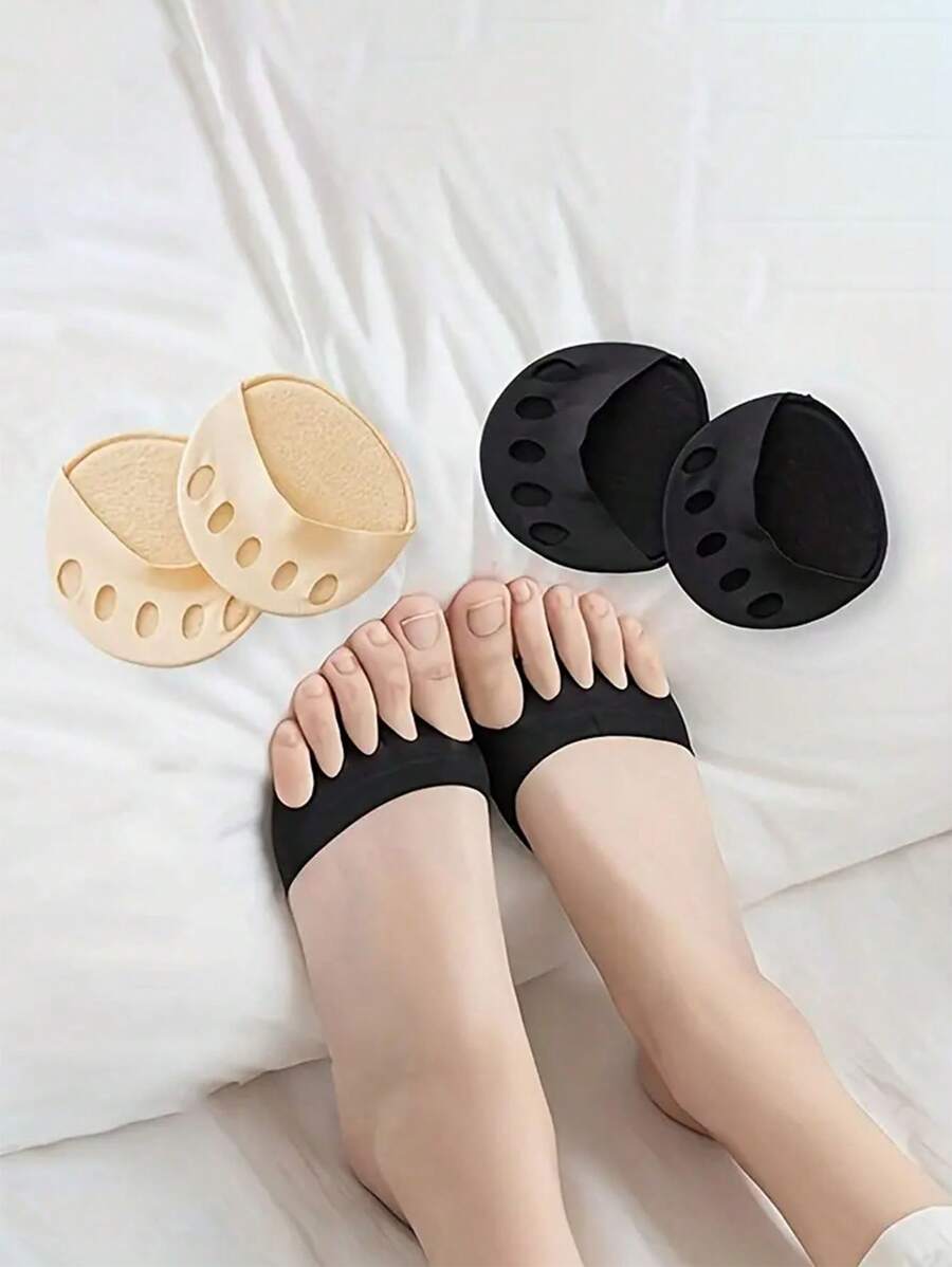 2pcs Five Toe Forefoot Pads, Suitable For Women High Heel & Flat Shoes, Shock Absorbing Socks Toe Pads