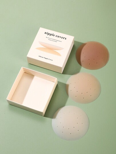 1 Pair Breathable Adhesive Invisible Chest Pasties, Ultra-Thin Thermo-Reactive, Seamless, Anti-Slip, Reusable For Wedding Dresses, Camisoles