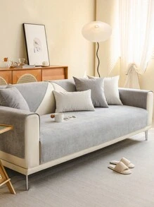 1pc Solid Color Waterproof Sofa Cover, Non-Slip, Pet-Friendly, Simple Style, Non-Sticky, Suitable For Bedroom, Living Room, Office Home Decor, Fits Single, Loveseat, 3-Seater, 4-Seater And Sectional Sofas