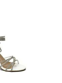 REVREAL Rhinestone Lace-Up Heels – Dazzle In Every Step Valentines Stylish Sandals Summer Sandals For Women - White - View 2