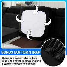 YSTYLE Housse Coussin Canapé Velours, Housse De Coussin Extensible, Universelle Housse Coussin Canape, Housse Assise Canapé Antidérapante, Housse Dossier Canapé - Black - View 4