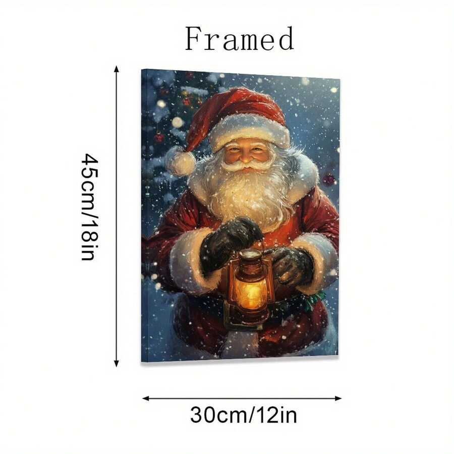 Christmas Poster Santa Claus Wall Art Decoration, Canvas Printing Vintage Poster, Suitable For Room Aesthetics, Bedroom, Bathroom, Living Room, Bar, Office, Dormitory Decoration, IDEAL GIFT-1 Pc Wooden Framed Canvas Painting Thickness Cm/0.9inch High Quality Wall Art Prints Poster Direct Hanging Wall Picture Decor For Home Gifts, Christmas Gift, Living Room, Bath Room, Bedroom, Kitchen