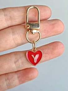 Letter Heart Pendant Keychain, Initial Letters A-Z Bag Pendant,Alloy Fashion Charm Key Ring,With Carabiner,Personalized Initial Key Holder For Backpack,Wallet,Headphone Case,For Friends, Family, And Couples Ideal Gift