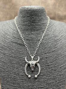 1pc Fashion Retro Western Style Metal Chain/Turquoise Pendant Necklace, Suitable For Women, Girls, Men, Boys To Match Daily Outfit, Party Accessories, Jewelry, Gift For Family/Friends/Yourself