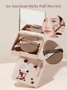 2pcs/Set Puff Case With 1pc Sponge Air Cushion Puff And 1pc Velvet Powder Puff, With Storage Box And Mirror, Compact, Ultra-Soft, Bounce-Back, Not Absorbing Powder, Suitable For Liquid Foundation And Loose Powder Daily Use,Makeup,Cheap,Room Decor,Vanity,Travel,Bedroom,Makeup Accessories,Puff,Makeup Blender,Powder Puff,Makeup Sponge