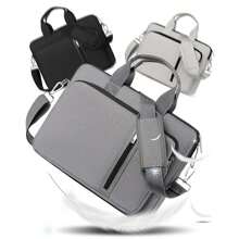 15.6" Professional Laptop Notebook Case Sleeve Computer Shoulder Bag Pockets - Grey - View 5