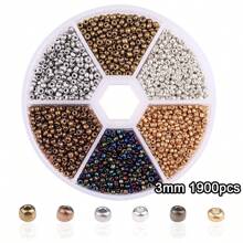 1900/3900pcs 2/3mm Glass Rice Beads 6-Color Combination Set St. Patrick's Day Handmade DIY Bead Material Jewelry Accessories Loose Bead Set Box-Valentine's Day Gift For Girlfriend