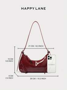 HAPPY LANE 1 Túi đeo chéo da giả phong cách Punk xe máy Y2K cổ điển dành cho nữ có đính nhiều họa tiết kim loại, trang trí nơ, dành cho nữ, Túi đeo vai nữ, Túi Hobo, Túi đeo dưới cánh tay, Túi lưỡi liềm, Túi xe máy thời trang, Cá nhân hóa, Đa năng, Ngầu, Đường phố, Đinh tán, Tua rua, Thanh thiếu niên, Rất thích hợp cho các buổi hẹn hò và tiệc tùng trên phố - Đỏ - Xem 6