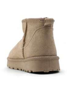2025Women's Autumn And Winter Snow Boots Gray Casual Style Thick Sole Thermal Lined Halloween Christmas Spring Festival Suitable For Dating Shopping Outdoor Snow Travel - Mocha Brown - View 4